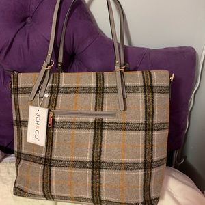 Jen & Co Large Plaid Purse